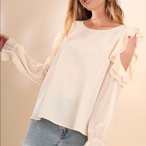 Ruffled Open Shoulder Top